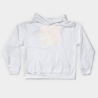 Pastel pink and gray palm leaves Kids Hoodie